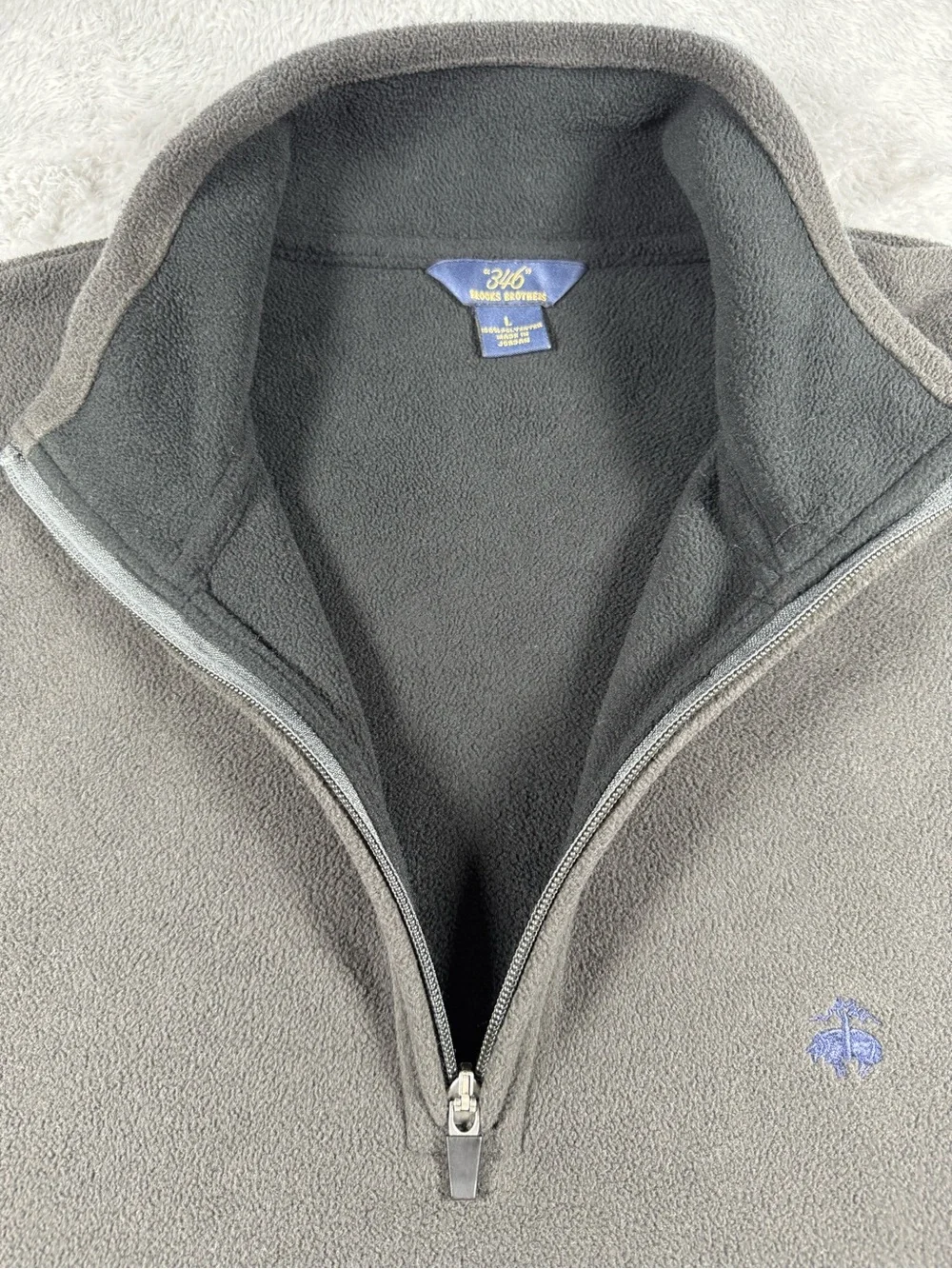 Brooks Brothers 346 Gray Fleece Quarter Zip Pullover Large